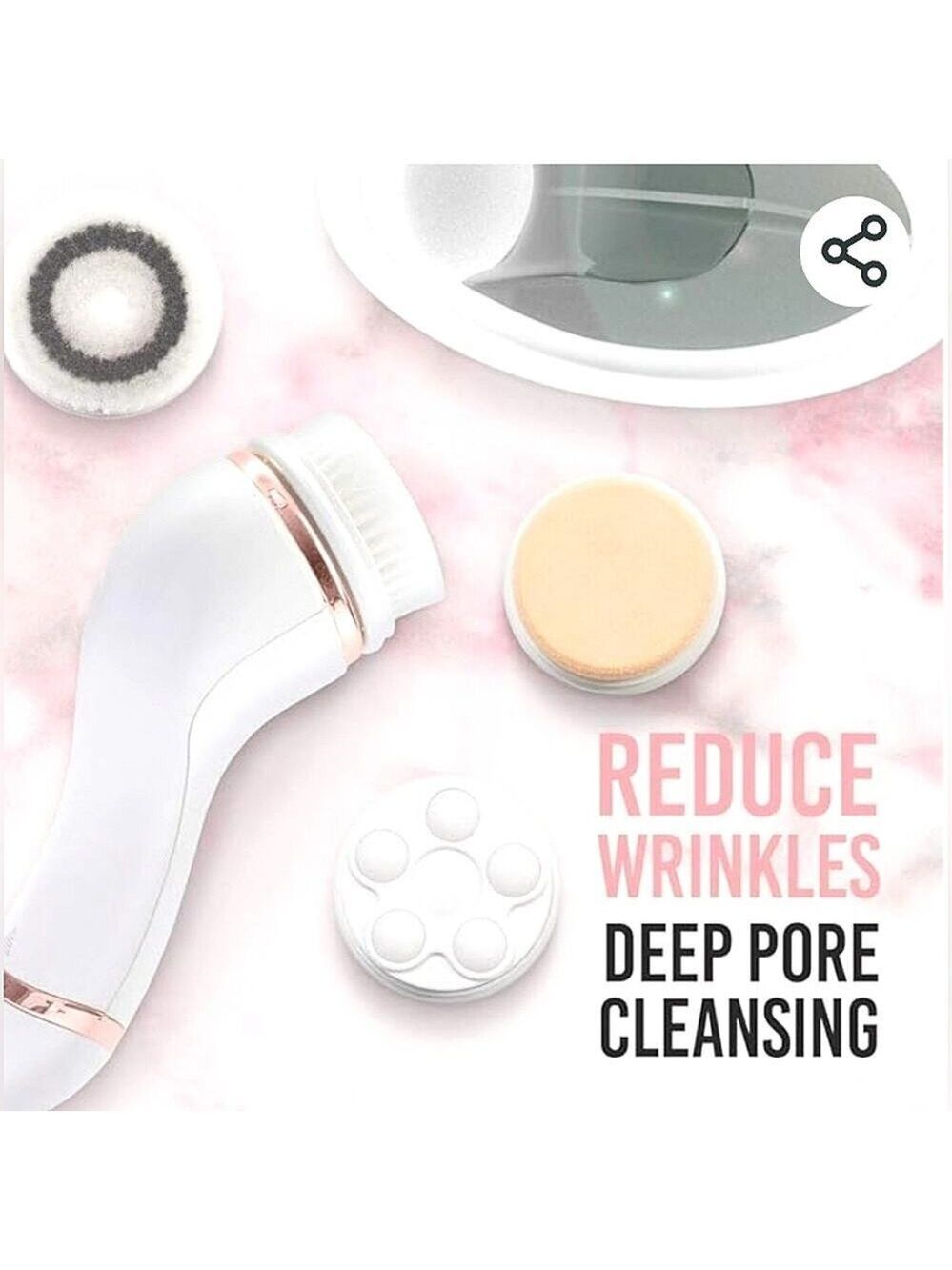 BROOKSTONE PURIFY PRO CORDLESS FACIAL BRUSH CLEANSING SET ROSE GOLD & WHITE NEW!